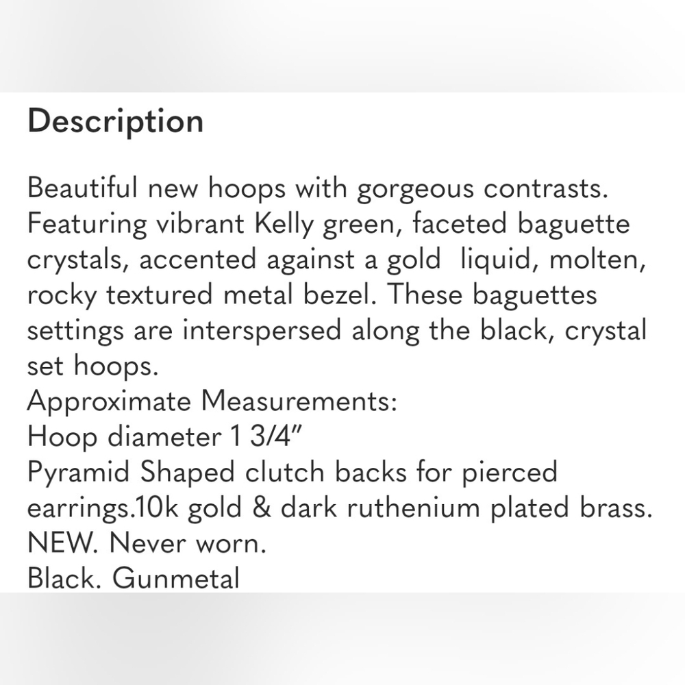 Alexis Bittar Gold and Green Hoop Earrings! NWOT! BEAUTIFUL! CHIC! STUNNING! - Picture 2 of 7